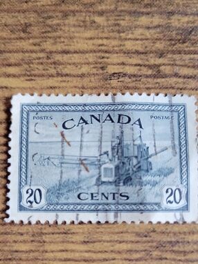 1946 Vintage Canada 20 Cents Blue Postage Stamp